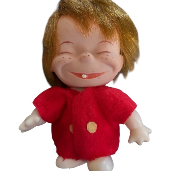 Vintage MAD Magazine Vintage Happy Herman 5" Vinyl Doll Red Vest Red Hair Tooth - Picture 2 of 4